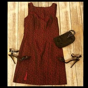 2/$40 Parallel Red & Black Brocade Cocktail Dress 4